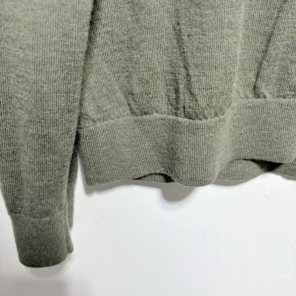 Banana Republic Sweater XL Green Zip Neck Merino Wool Long Sleeve Preppy